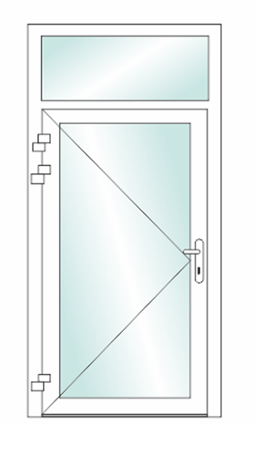 Deur rechts met vast bovenlicht
Vulling naar uw keuze glas, paneel of deurpaneel